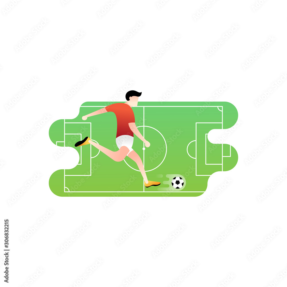 Fototapeta premium Football or soccer player vector illustration. Abstract Football player Simple Flat vector illustration template Graphic Design. Football Sport Lifestyle design isolated on white background.