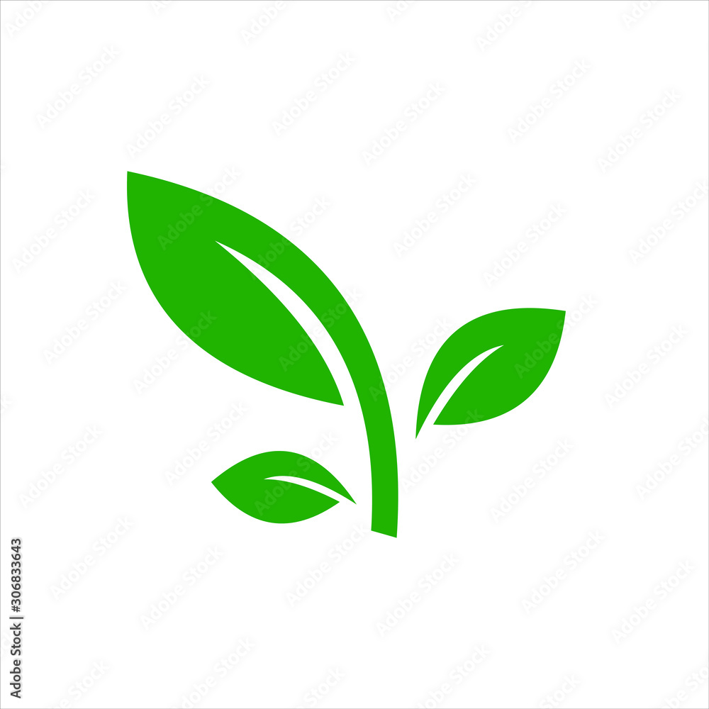 green leaf and icon green leaf and icon