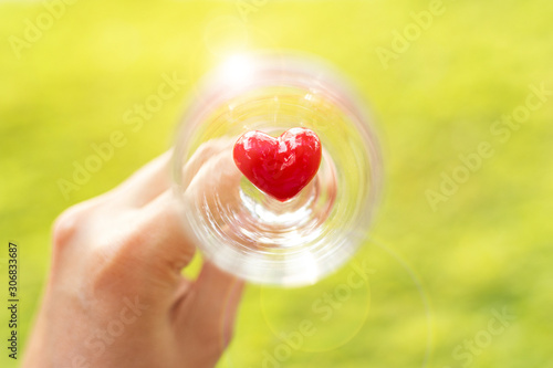 Heart in wine glass for valentine days.