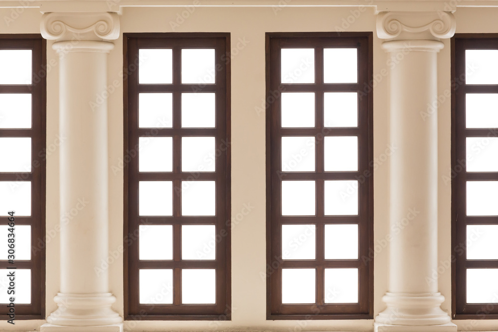 Fototapeta premium light big hall with glass windows. natural outdoor lighting. interior architecture. image for backrground, wallpaper,backdrop windows and copy space. object for building.plan