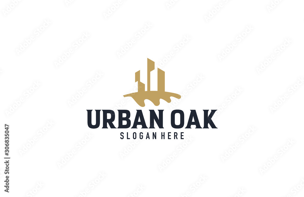 Obraz premium Urban oak logo design illustration 