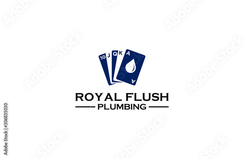Royal flush plumbing logo design vector