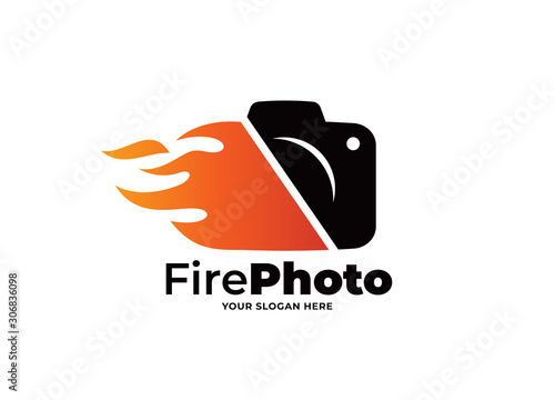 fire photo logo design vector template