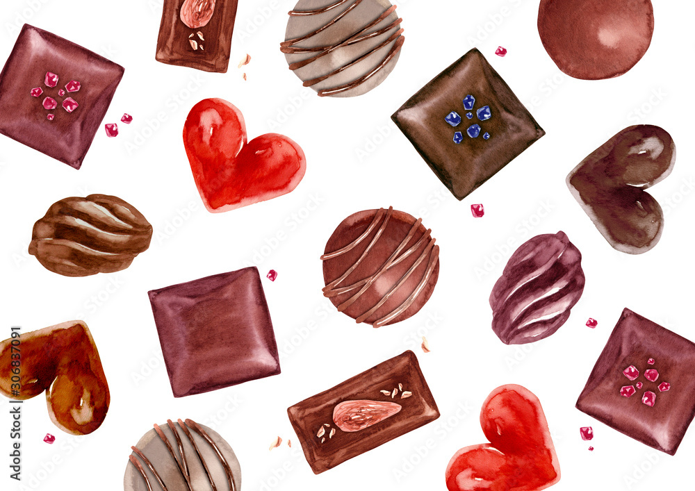 バレンタイン チョコレート 背景 テキスタイル 水彩 イラスト Stock Illustration Adobe Stock