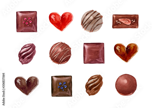 バレンタイン チョコレート セット 水彩 イラスト Stock Illustration Adobe Stock