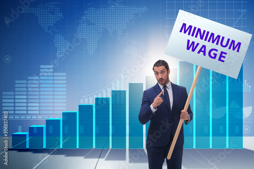 Принти на полотні Concept of minimum wage with businessman