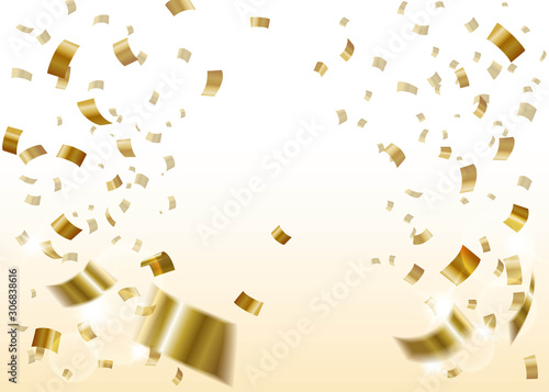 Celebration party with golden confetti background