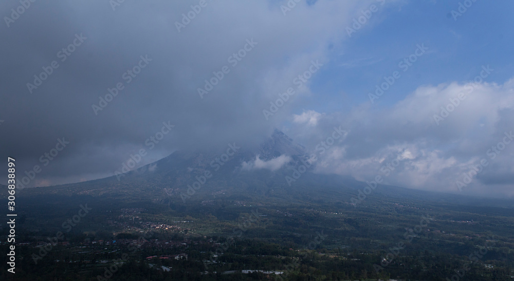 Cloudy Merapi mount