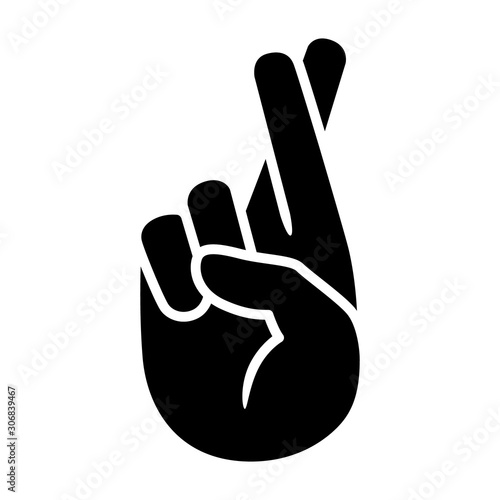 Obraz na płótnie Cross your fingers or fingers crossed hand gesture flat vector icon for apps and