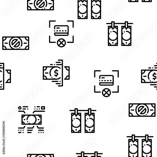 Fake Money Seamless Pattern Vector Thin Line. Illustrations