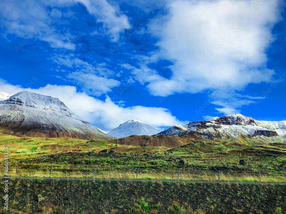 Mountains with colorful grass in Iceland