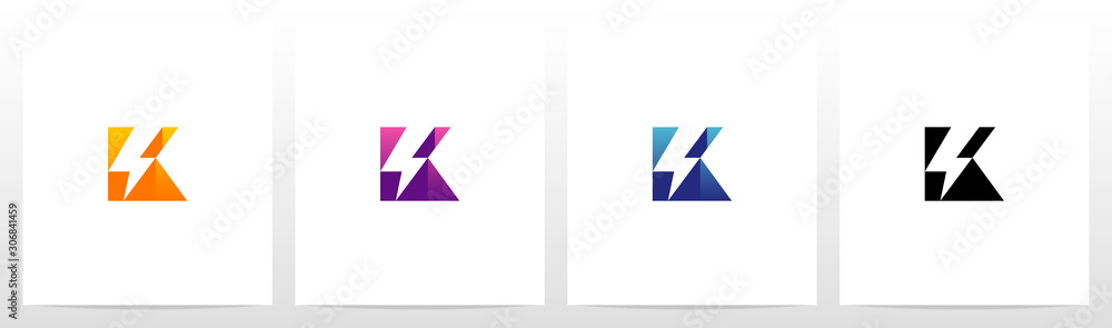 Thunder On A Letter Logo Design K Thunder On A Letter Logo Design K