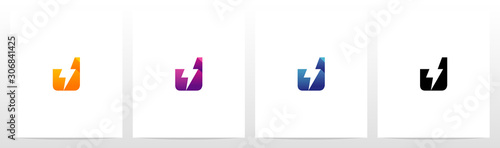 Thunder On A Letter Logo Design J