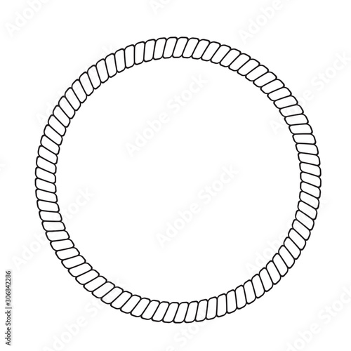 Round rope frame. Circle ropes, rounded border and decorative marine cable frame circles. Rounds cordage knot stamp or nautical twisted knots logo isolated vector icon