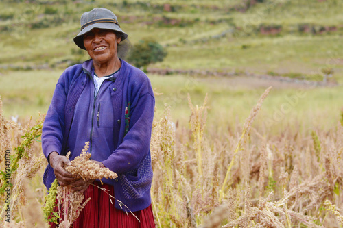 Принти на полотні Native american woman on the quinoa field.