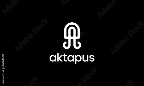 initial letter A with octopus logo design concept