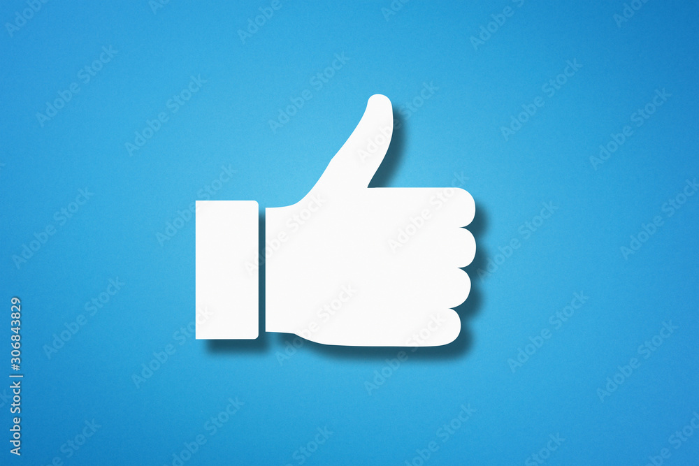 Thumb up like hand symbol on blue background Thumb up like hand symbol on blue background