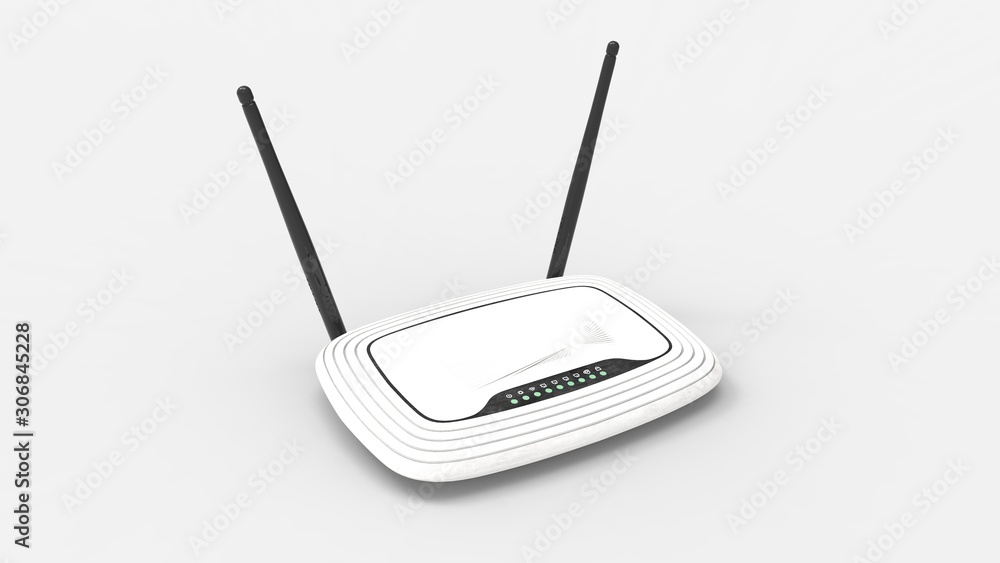 Fototapeta premium 3d rendering of an network internet router isolated in a studio background