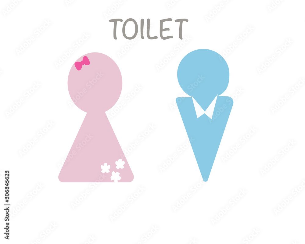 Drawing A symbol of Blue male and pink female toilet on the white background Drawing A symbol of Blue male and pink female toilet on the white background