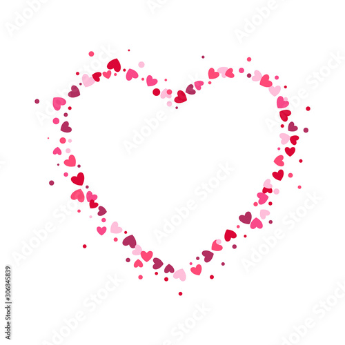 Wreath made from confetti hearts and circles. Cute heart frame with space for text. 