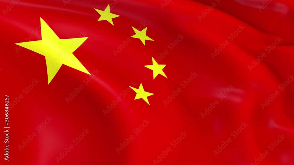Photo realistic slow motion 4KHD flag of the China waving in the wind ...