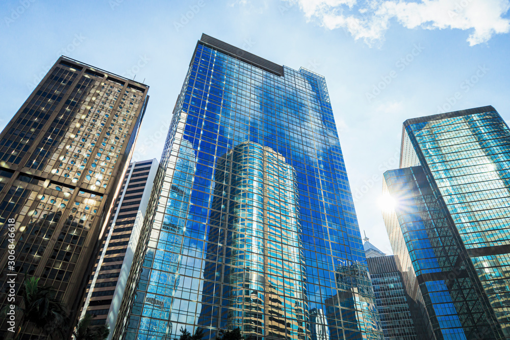 Fototapeta premium Modern building Landscape in Hong Kong. Central is the central business district of Hong Kong.