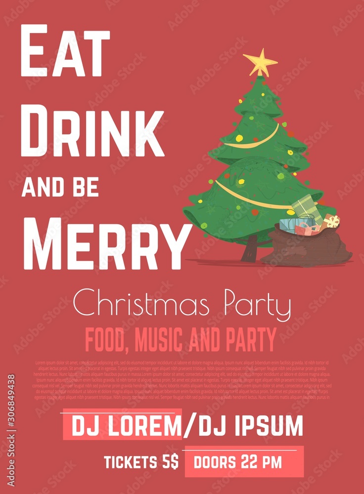 Christmas Food and Music Party Vector Ad Banner Christmas Food and Music Party Vector Ad Banner