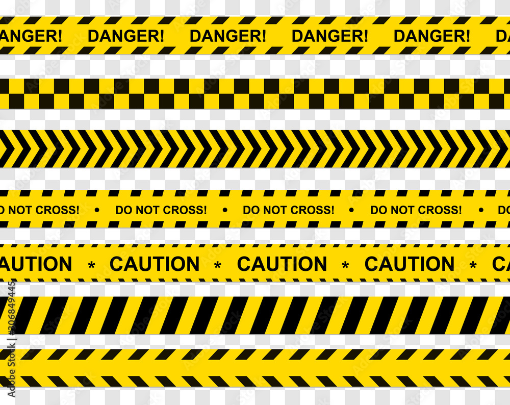 Black and yellow stripes. Barricade tape, Do not cross, police, crime  danger line, bright yellow official crime scene barrier tape. Vector flat  style cartoon illustration isolated vector de Stock | Adobe Stock