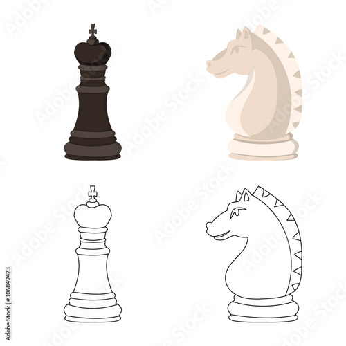 Isolated object of checkmate and thin sign. Collection of checkmate and target stock symbol for web.