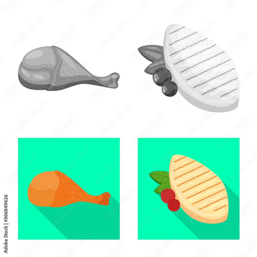 Isolated object of product and poultry icon. Collection of product and agriculture stock symbol for web. Isolated object of product and poultry icon. Collection of product and agriculture stock symbol for web.