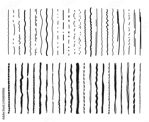 Sketch lines. Pencil marker textured doodle freehand line strokes chalk scribble black ink line isolated vector set. Illustration scribble ink, freehand marker doodle, paint stroke