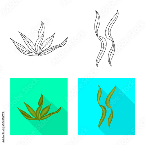 Vector illustration of protein and sea sign. Collection of protein and natural stock vector illustration.