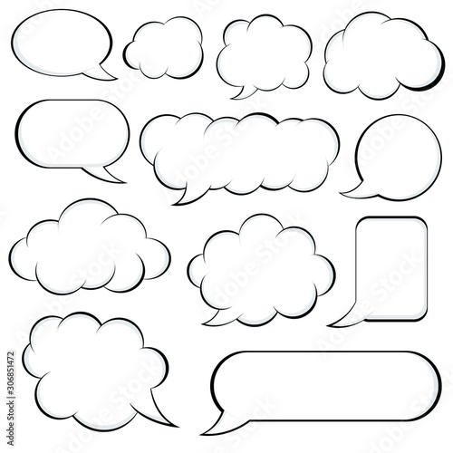 Set of retro empty comic speech bubbles