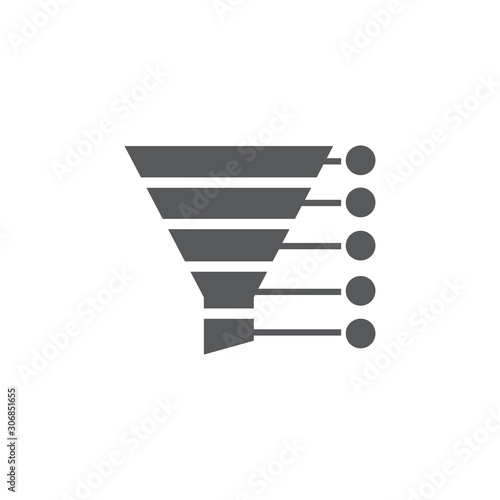 Sales funnel icon on white background