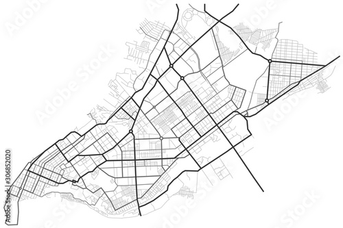 Samara city map - town streets on the plan. Map of the  scheme of road. Urban environment, architectural background. Vector 