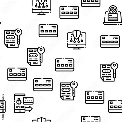 Carder Hacker Seamless Pattern Vector Thin Line. Illustrations