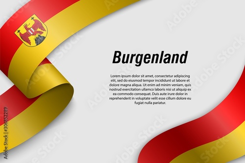 Waving ribbon or banner with flag State of Austria