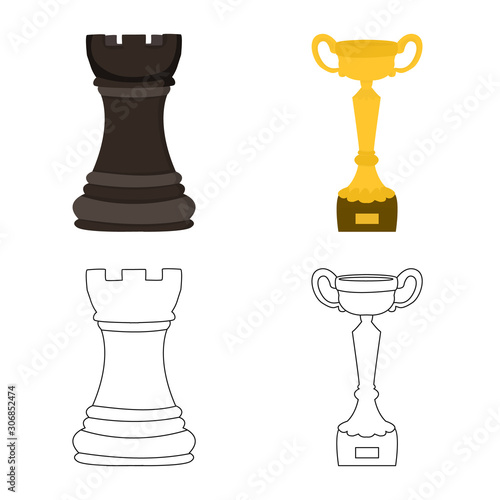 Vector illustration of checkmate and thin symbol. Collection of checkmate and target stock vector illustration.