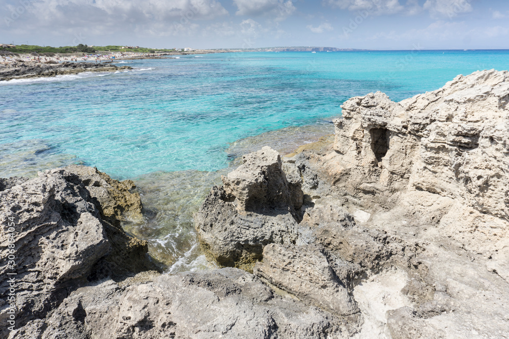 Turquoise Mediterranean sea Formentera island Spain Turquoise Mediterranean sea Formentera island Spain