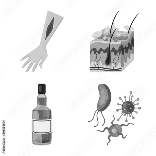 Vector illustration of medical and pain icon. Collection of medical and disease stock symbol for web.