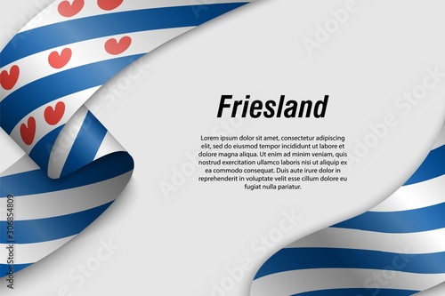 Waving ribbon or banner with flag Province of Netherlands
