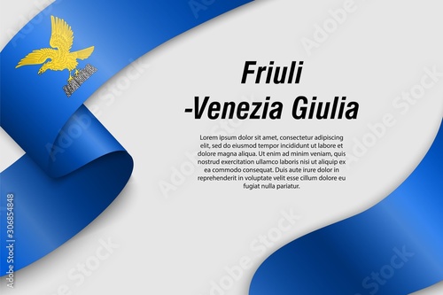 Waving ribbon or banner with flag Region of Italy