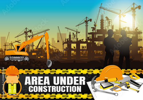 	 Construction silhouette vector background.	