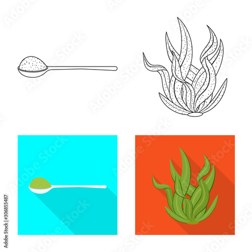 Vector illustration of protein and sea logo. Collection of protein and natural stock vector illustration.