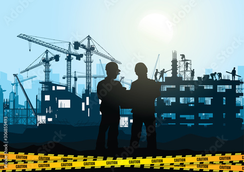 	 Construction silhouette vector background.	