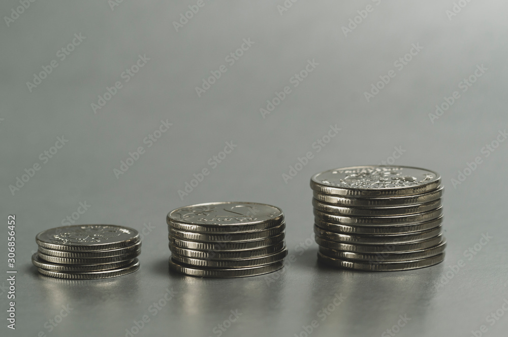 coin chart, on silver background, concept coin chart, on silver background, concept
