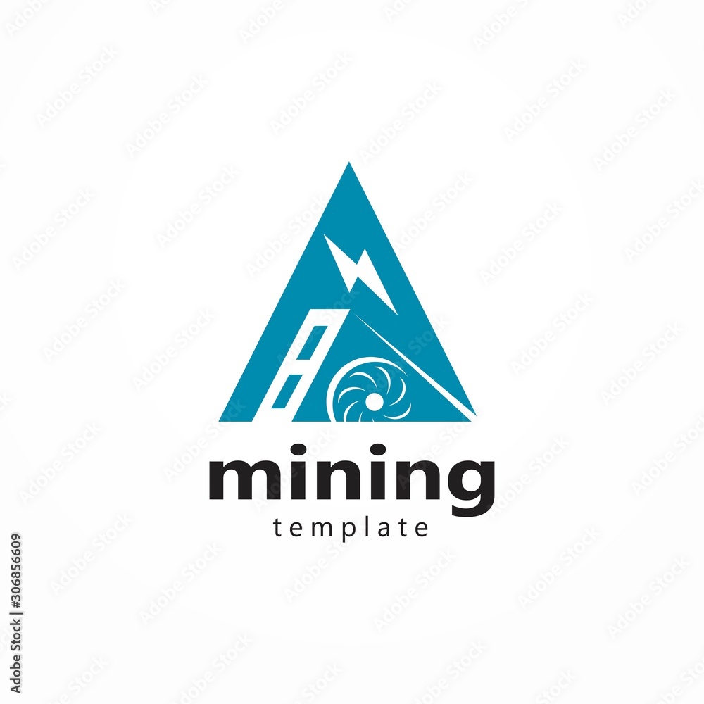 Mining logo crypto  graphic card and mountain pick