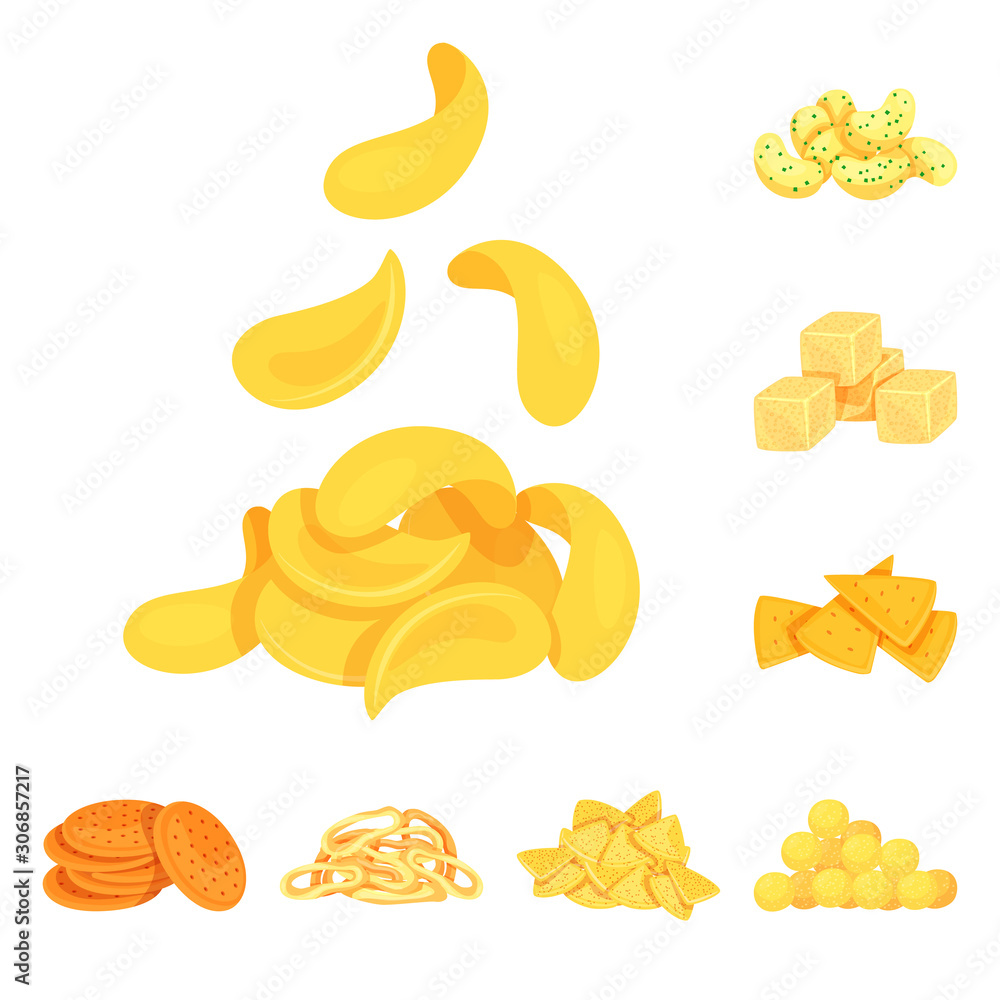 Vector design of food and crunchy symbol. Set of food and flavor stock symbol for web. Vector design of food and crunchy symbol. Set of food and flavor stock symbol for web.