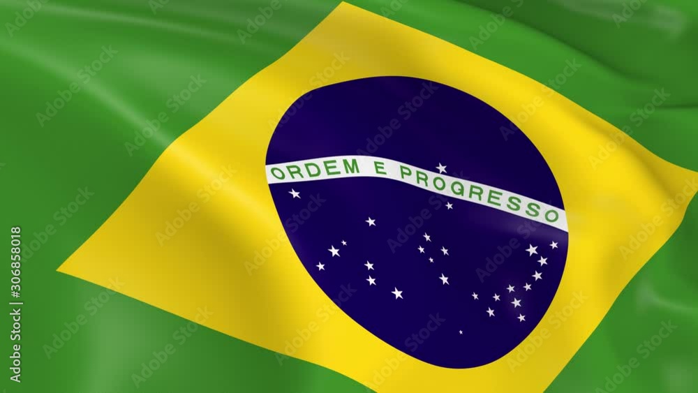 Photo realistic slow motion 4KHD flag of the Brazil waving in the wind ...