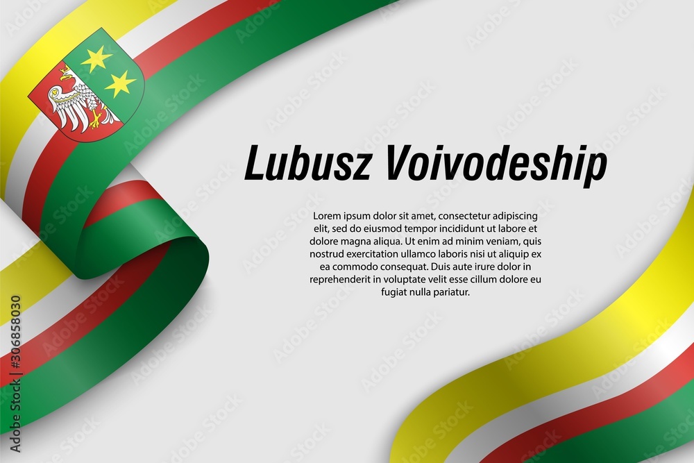Waving ribbon or banner with flag Province of Poland Waving ribbon or banner with flag Province of Poland